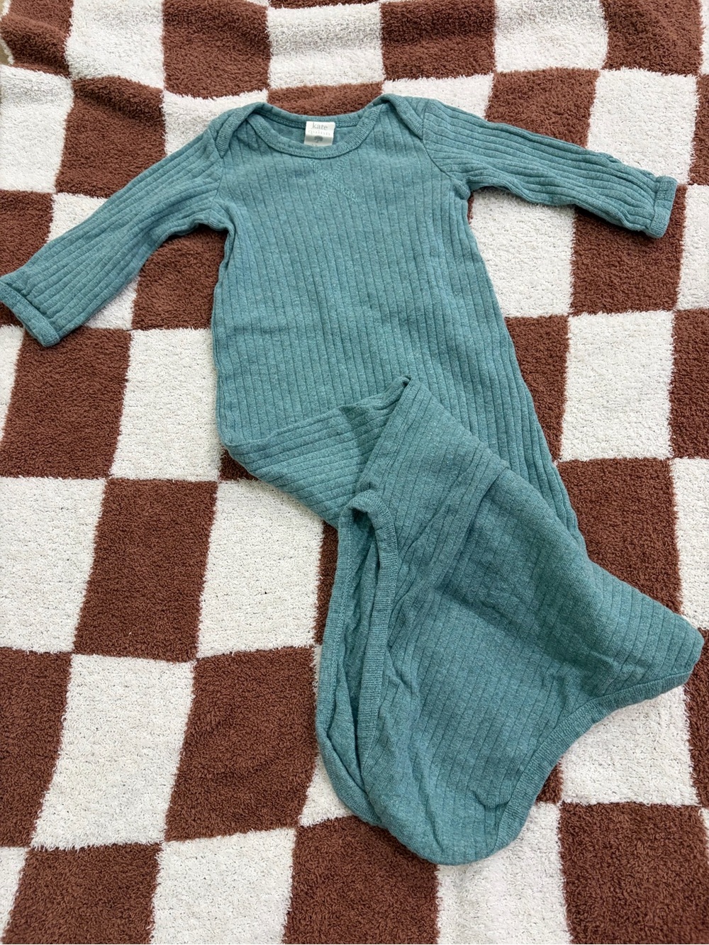 Kickee Pants teal ribbed footie convertible one-piece